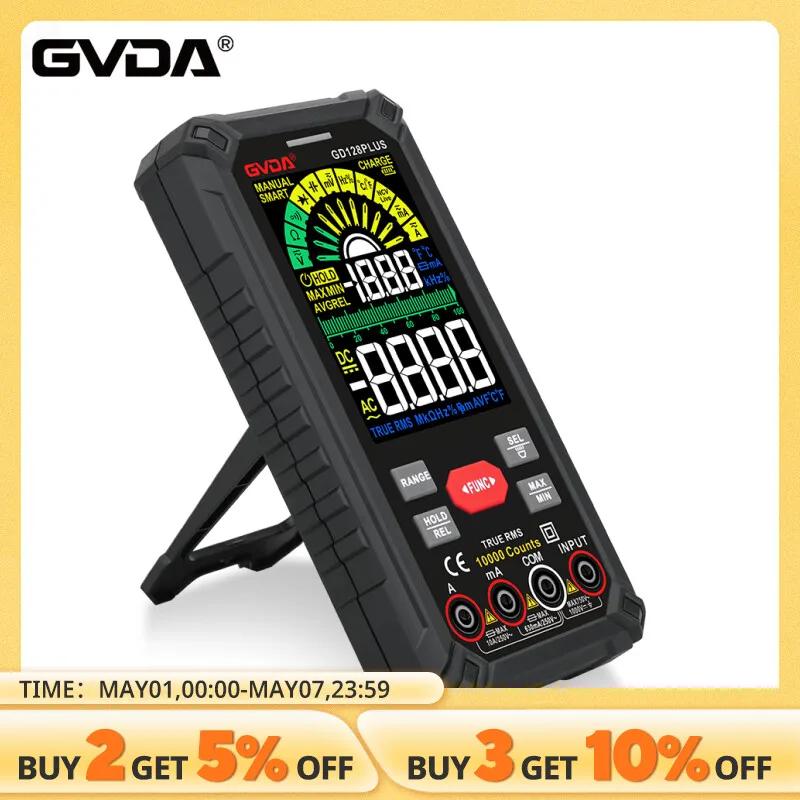 GVDA Ʈ   Ƽ, True RMS 9999 īƮ, 1000V 10 ADC AC   ƼƮ ÷ LCD Ƽ׽